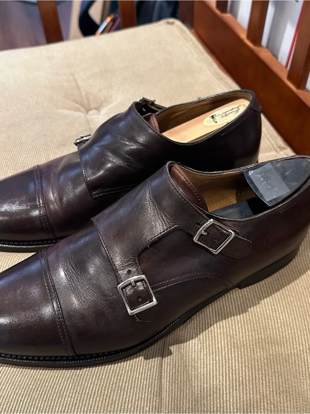 Suit Supply Men's Double Monk Strap Leather Shoes